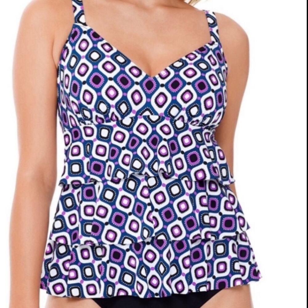 Swim Solution tiered one piece swimsuit Sz 8 - Picture 1 of 8